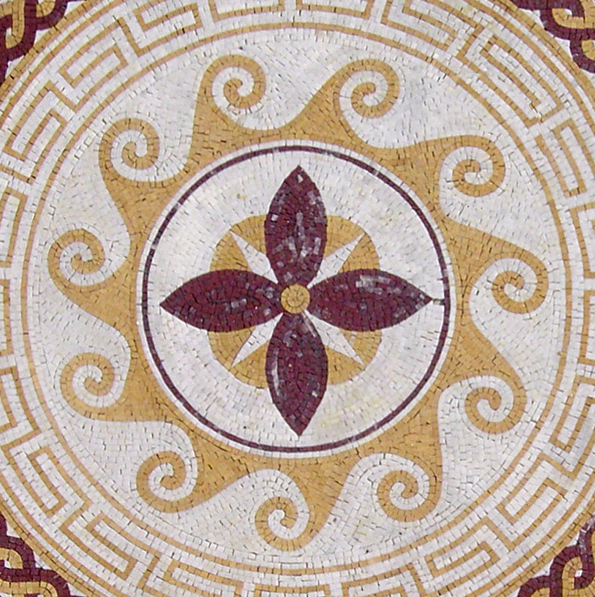 Handmade Marble Mosaic Medallion Art Tile: 60" Natural Stone Flooring