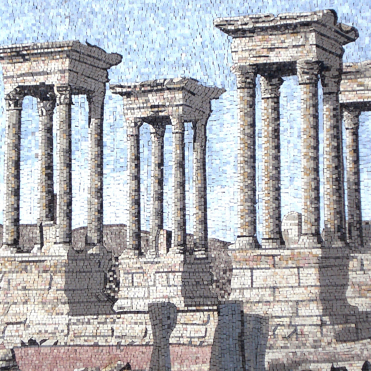 Handmade Palmyra Temple Mosaic Tile Art: Stone & Marble Wall Decor