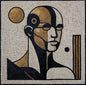 Robot Mosaic Wall Art – Handmade Mechanical Marble Tile for Modern Home Decor - Customization Available