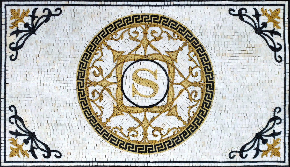 Handmade Marble Medallion Rug: Natural Stone Mosaic Art (52” x 30”)