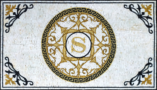 Handmade Marble Medallion Rug: Natural Stone Mosaic Art (52” x 30”)