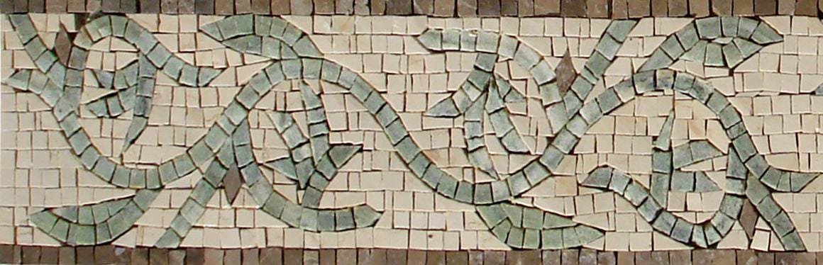 Green Vine Mosaic Border Tile: Handmade Marble Backsplash Accent