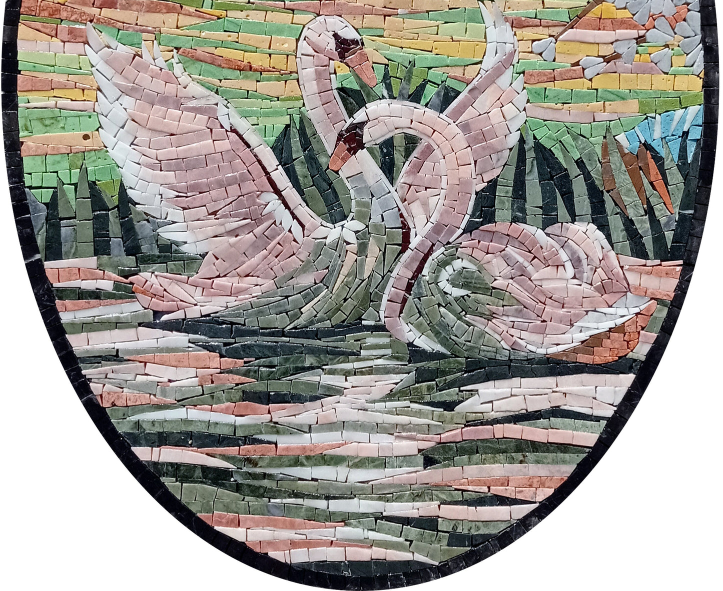 Handmade Swan Mosaic Mural: Lake Wall Art Decor (36" x 24")