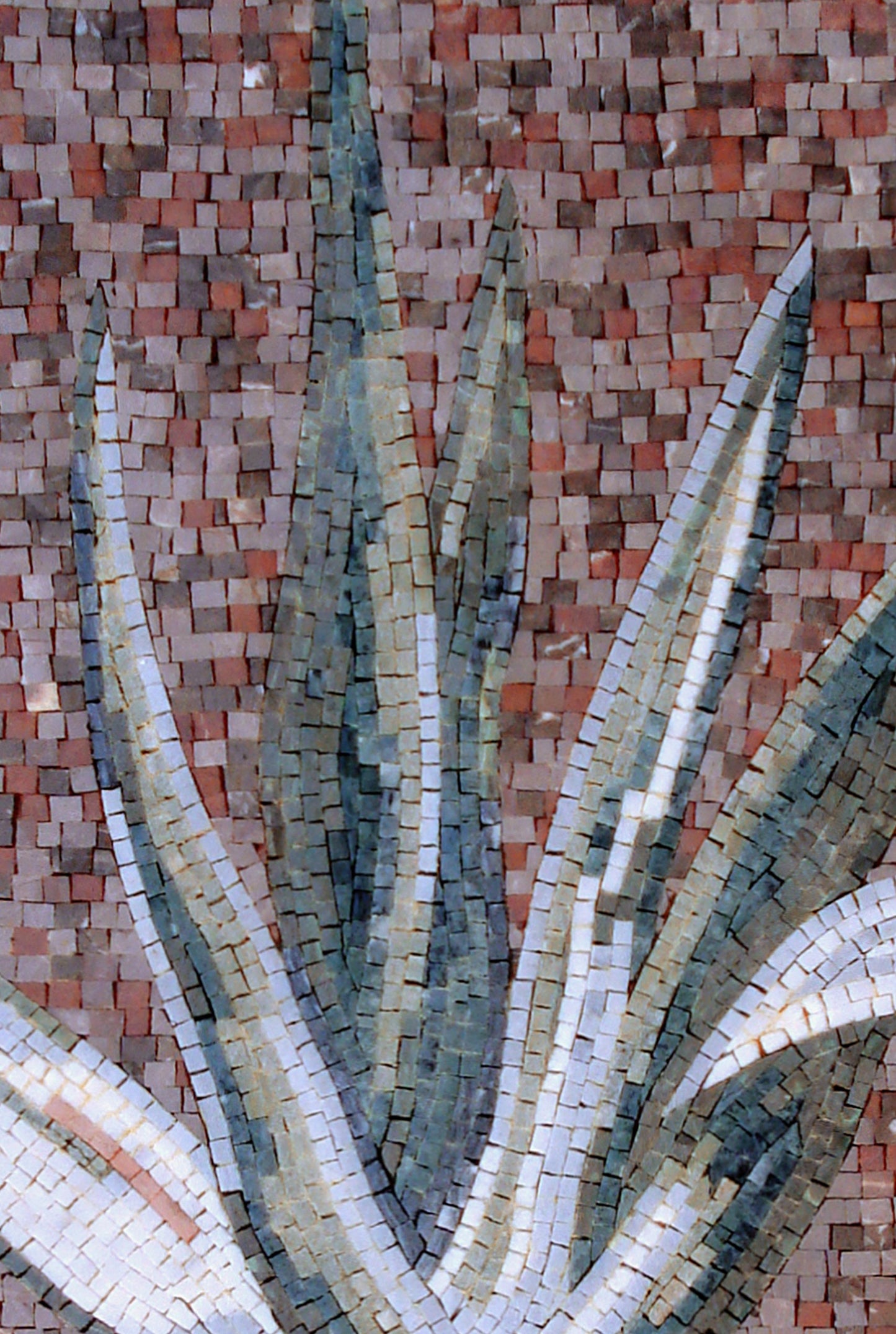 Aloe Vera Marble Mosaic Tile Art: Tropical Wall Hanging