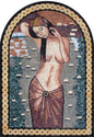 Handmade Woman Portrait Mosaic Tile Mural: Marble Stone Art