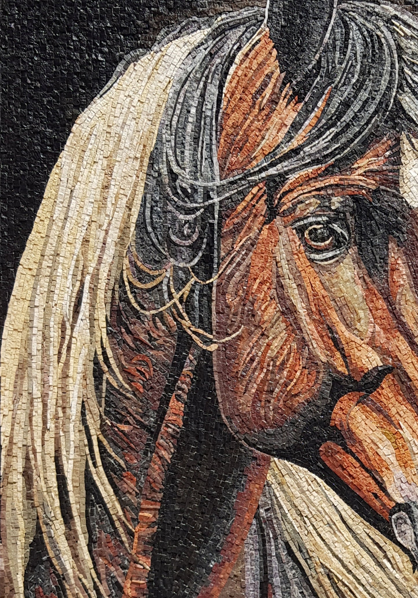 Handmade Horse Mosaic Tile Art: Marble Portrait (48” x 34")