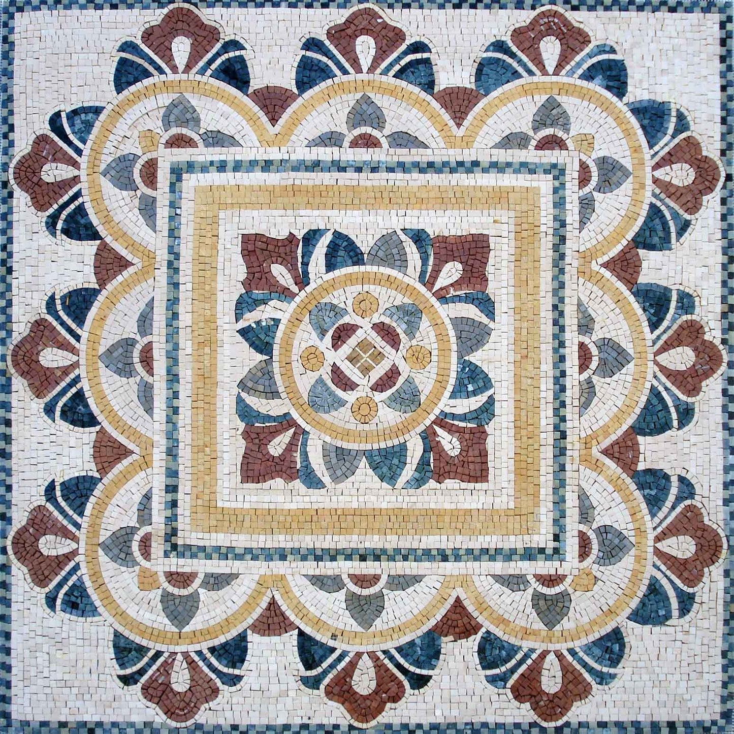 48" Marble Mosaic Tile: Geometric Inlay Art, Flooring & Wall Decor