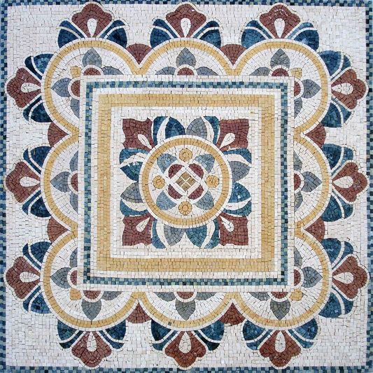 48" Marble Mosaic Tile: Geometric Inlay Art, Flooring & Wall Decor
