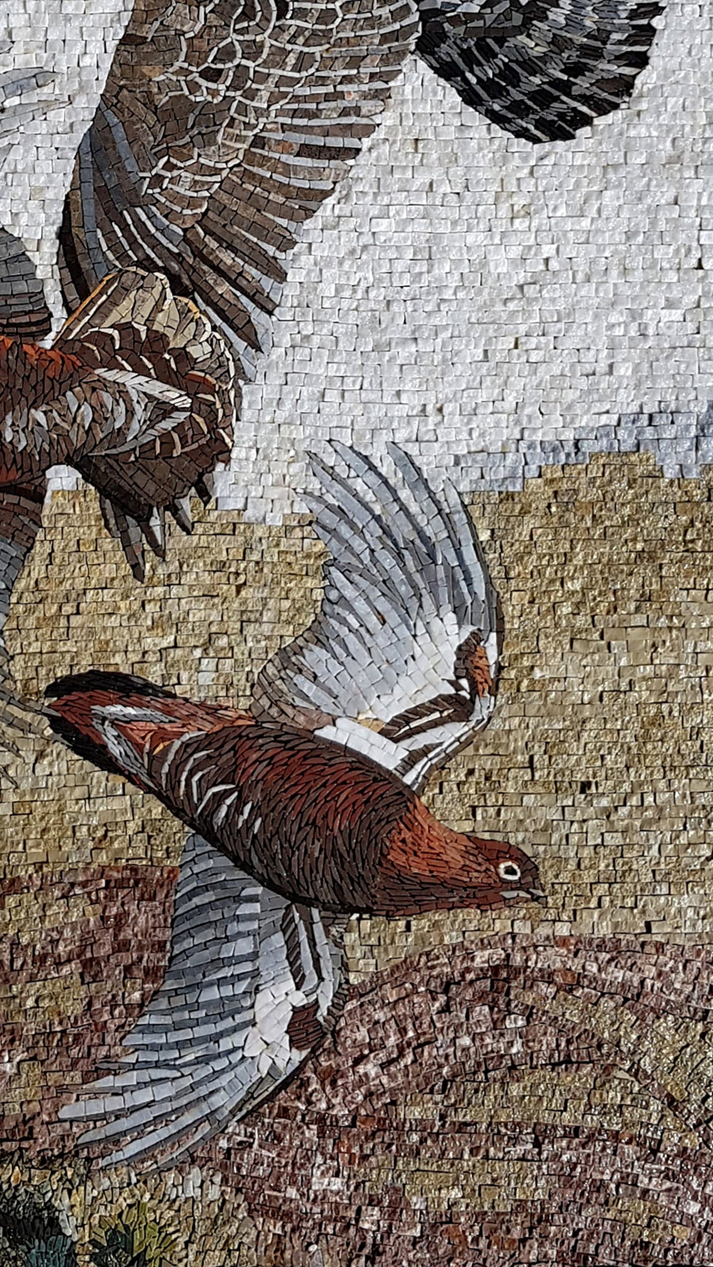 Handmade Eagle Mosaic Tile Art: Indoor/Outdoor Stone Wall Decor