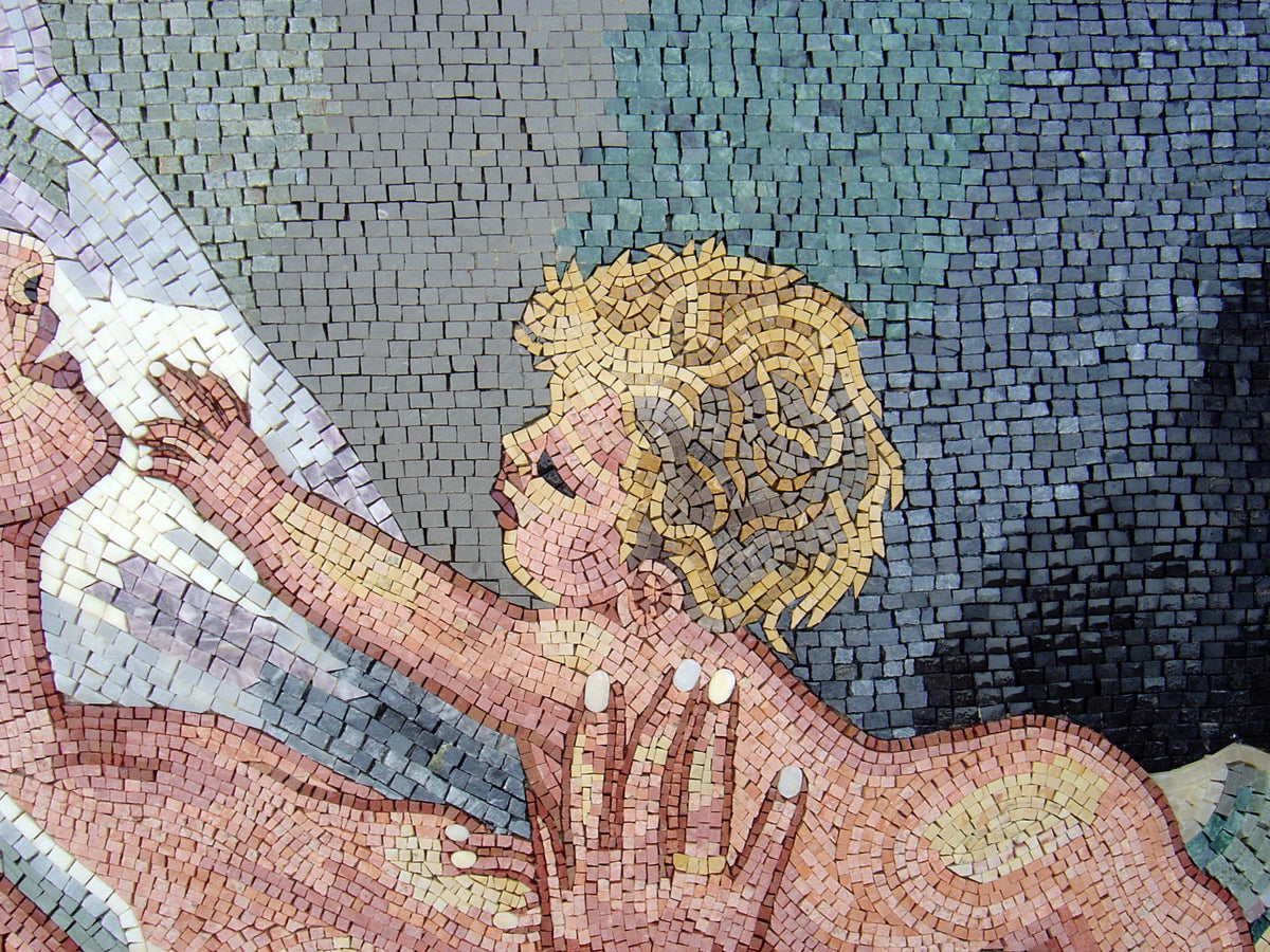 Handmade Mother and Baby Marble Mosaic Art Tile (50” x 32”)