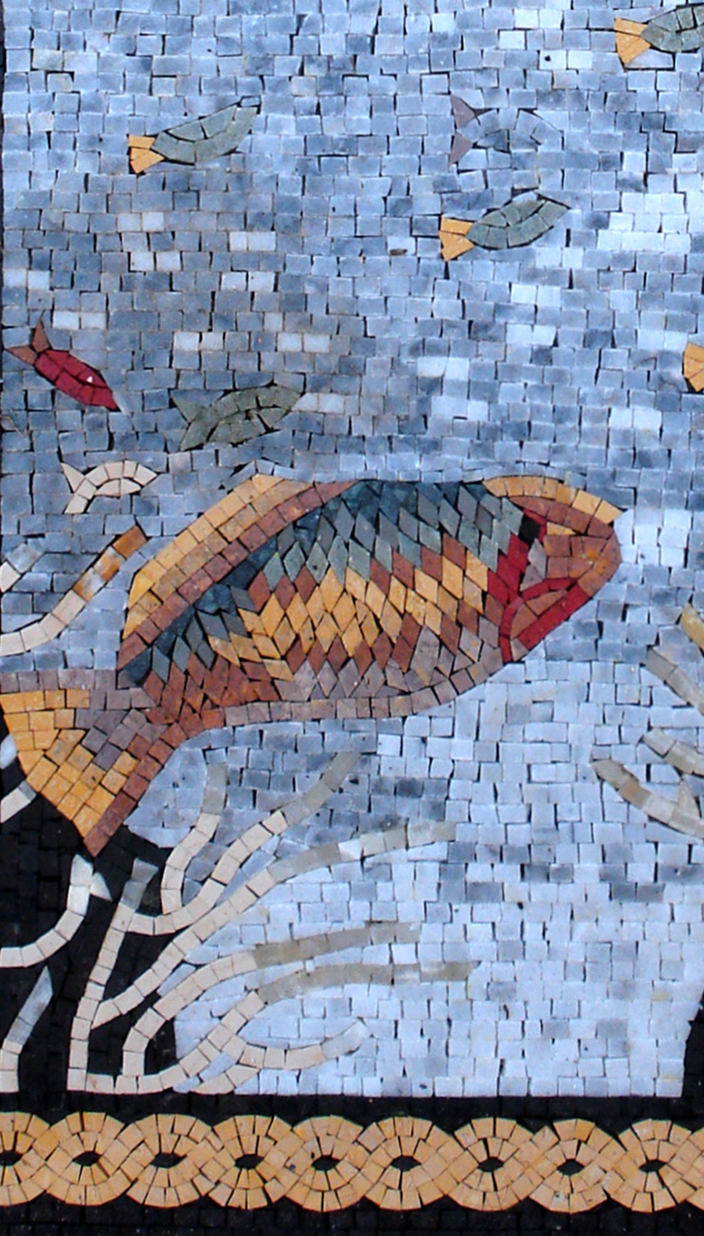 AN113 Sea Creatures Scene Marble Mosaic Art Design