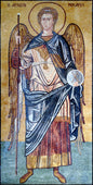 36"x71" Archangel Michael Mosaic – Byzantine Icon Reproduction, Christian Religious Decor, Customization available