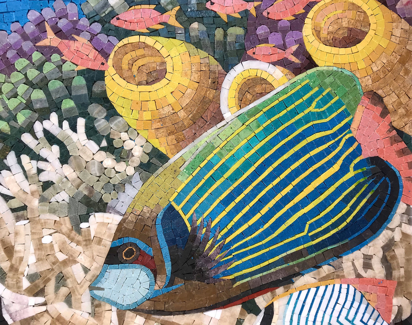 Handmade Sealife Mosaic Tile: Turtle & Fish Ocean Mural (48” x 36”)