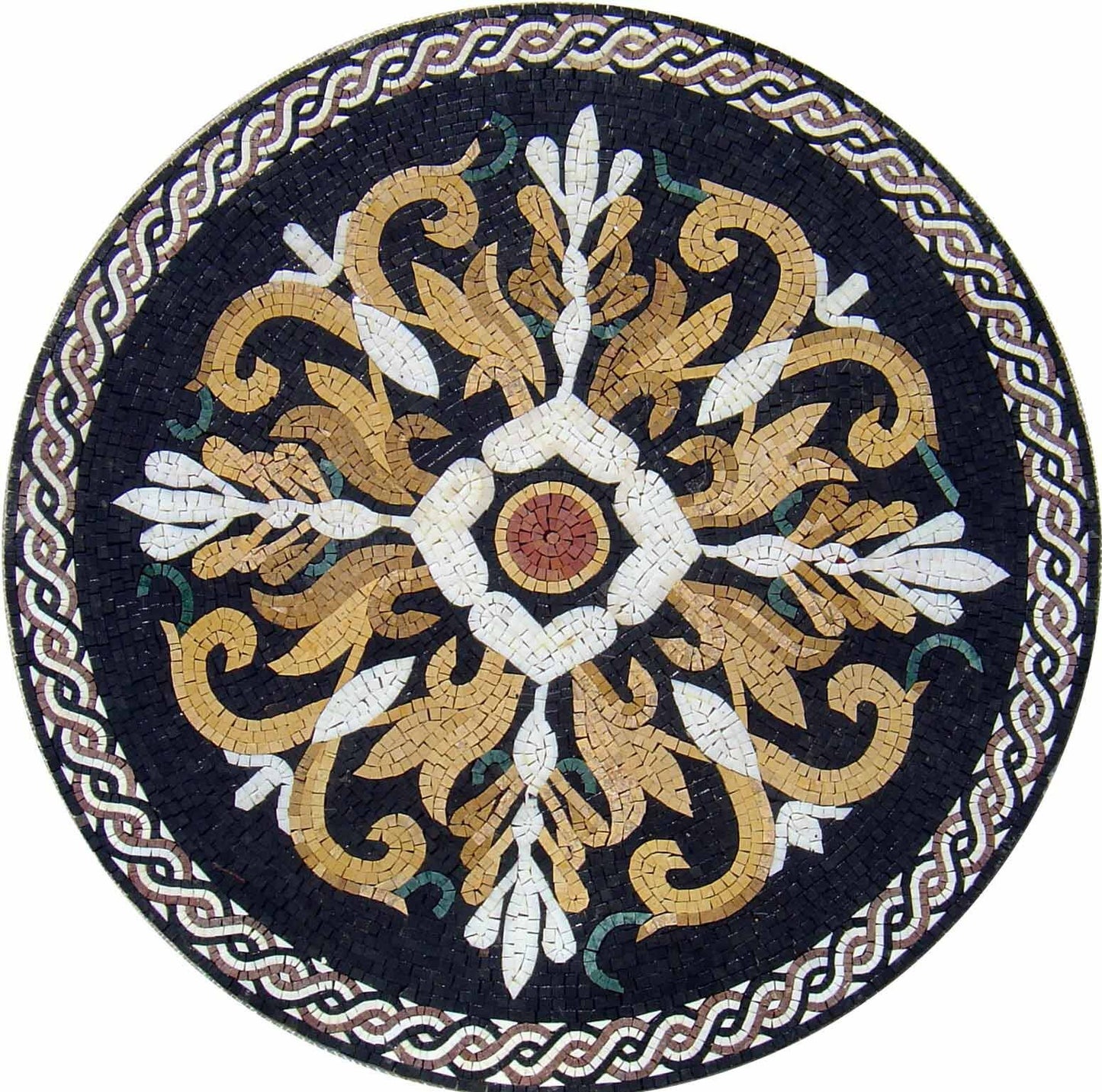 36" Handmade Marble Mosaic Medallion Art Tile Décor