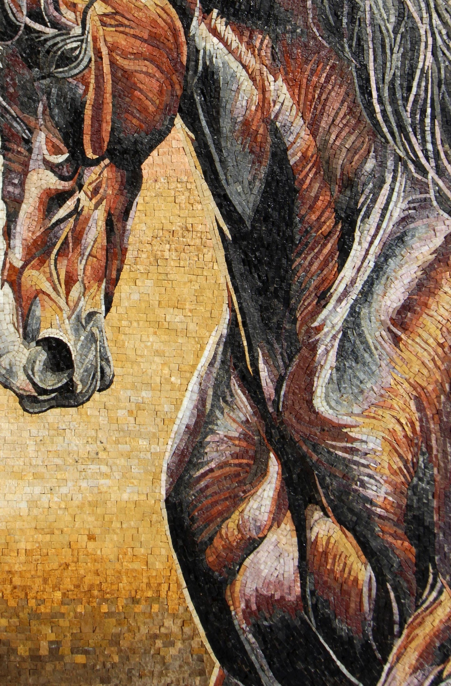 42"x28" Brown Horse Mosaic Wall Art , Rustic Animal Mosaic Panel, Customization available