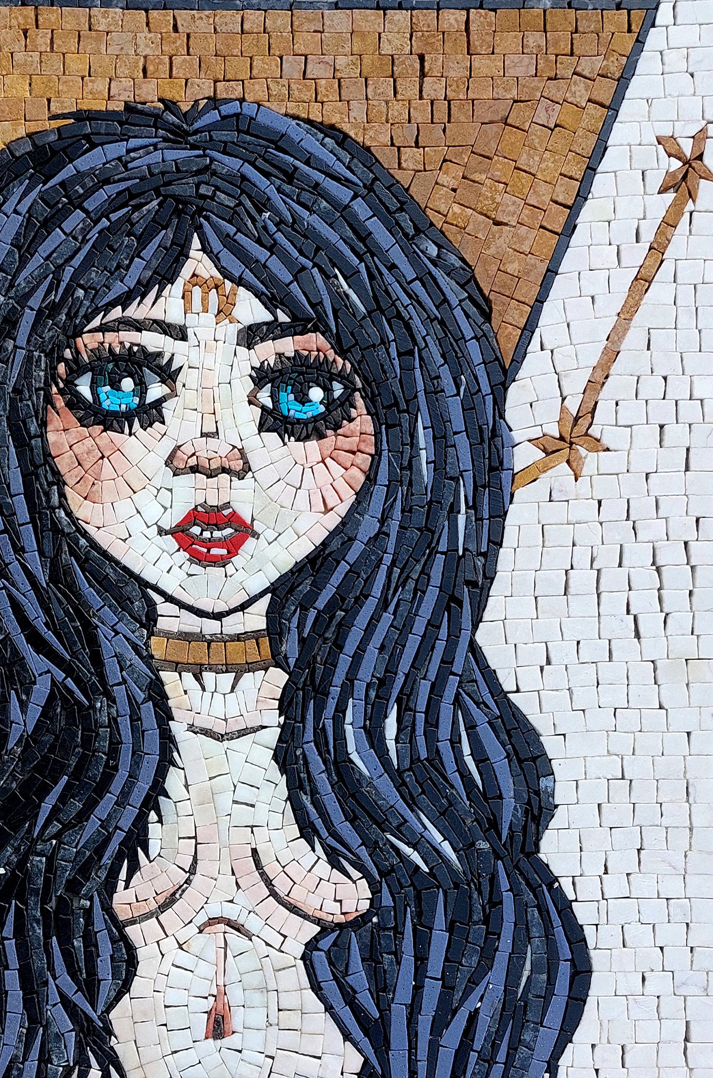 Virgo Zodiac Mosaic Tile Art: Handmade Marble Stone (30" x 20")