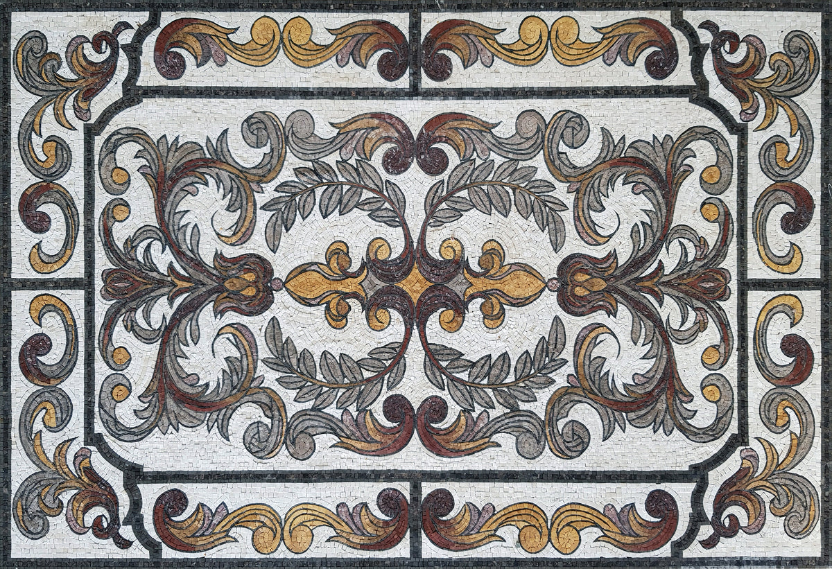 Handmade Marble Mosaic Rug: Modern Stone Area Rug (72” x 48")