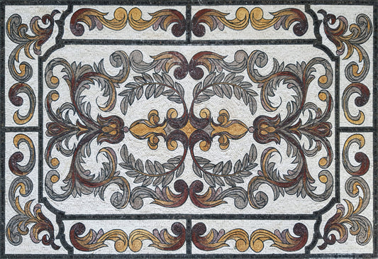 Handmade Marble Mosaic Rug: Modern Stone Area Rug (72” x 48")