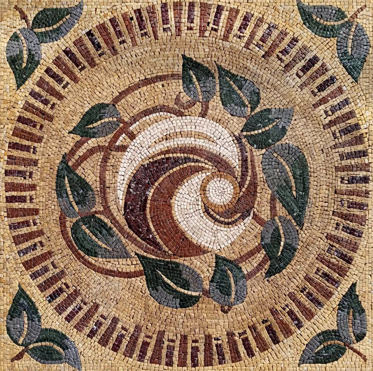 Handmade Leaf Mosaic Tile: 36” Square Marble Backsplash