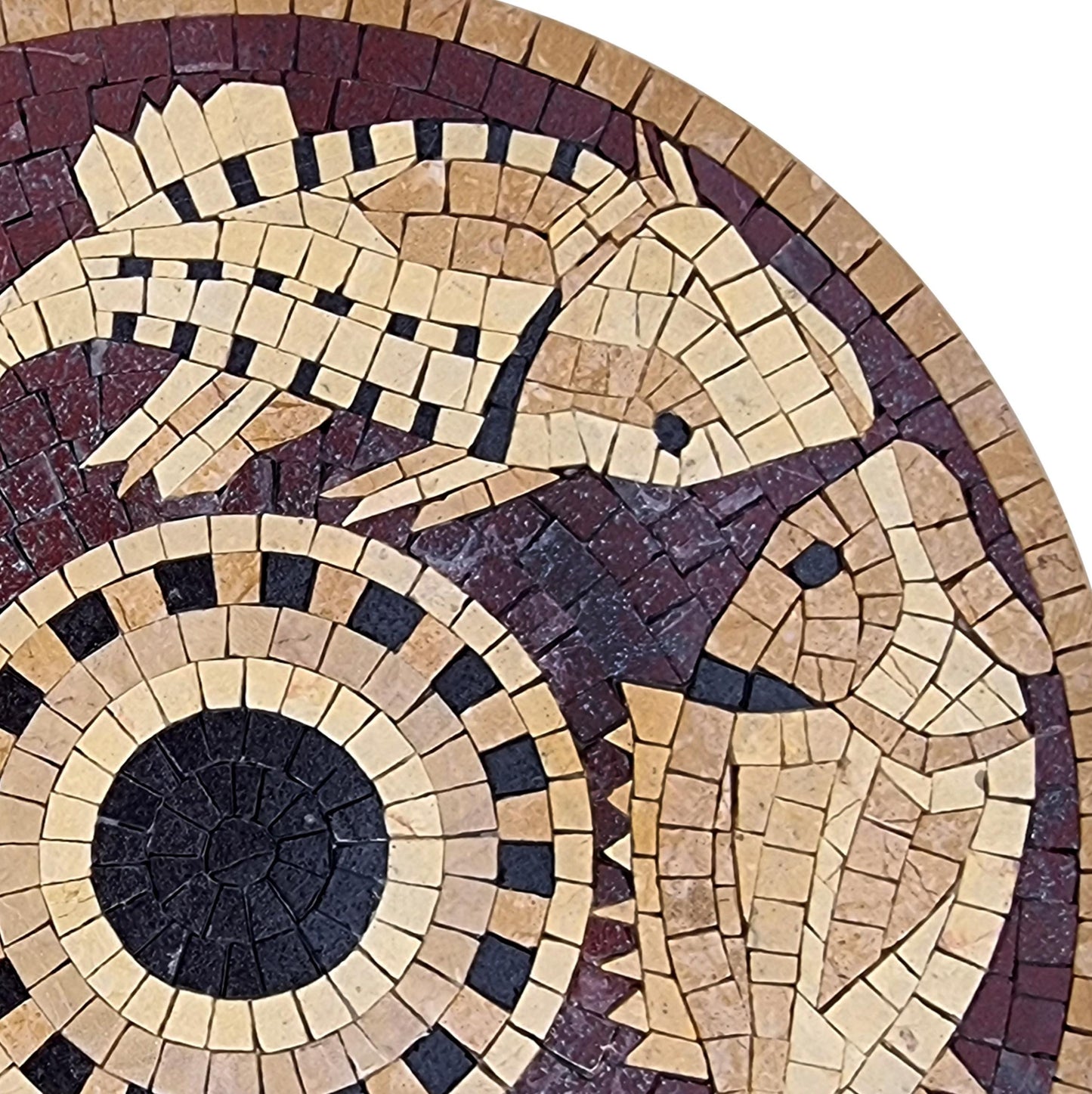 20" Fish Mosaic Medallion, Decorative Sea Life Inlay for Floor or Wall, Customization Available