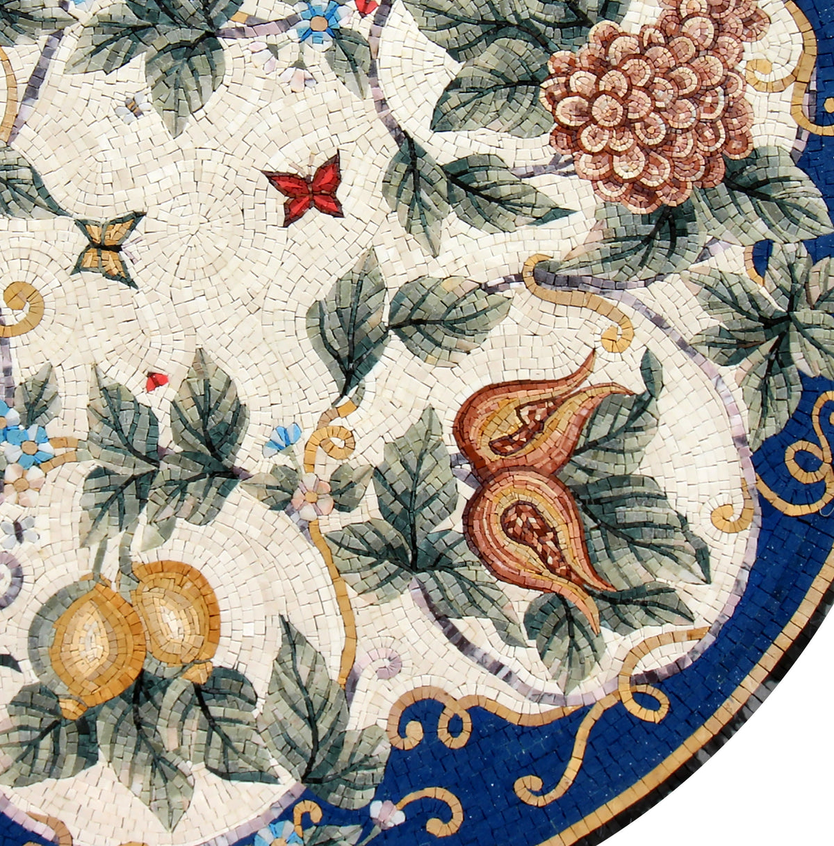 Floral Elegance - Handcrafted Round Mosaic Medallion Art Tile - Customization available