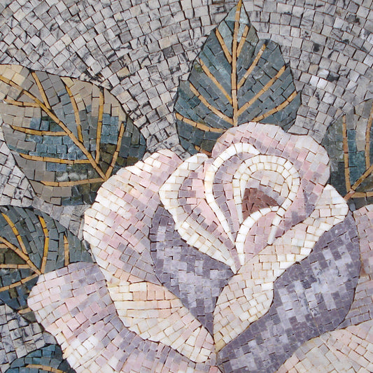 Handmade Rose Mosaic Tile: 36" Marble Medallion Wall Art