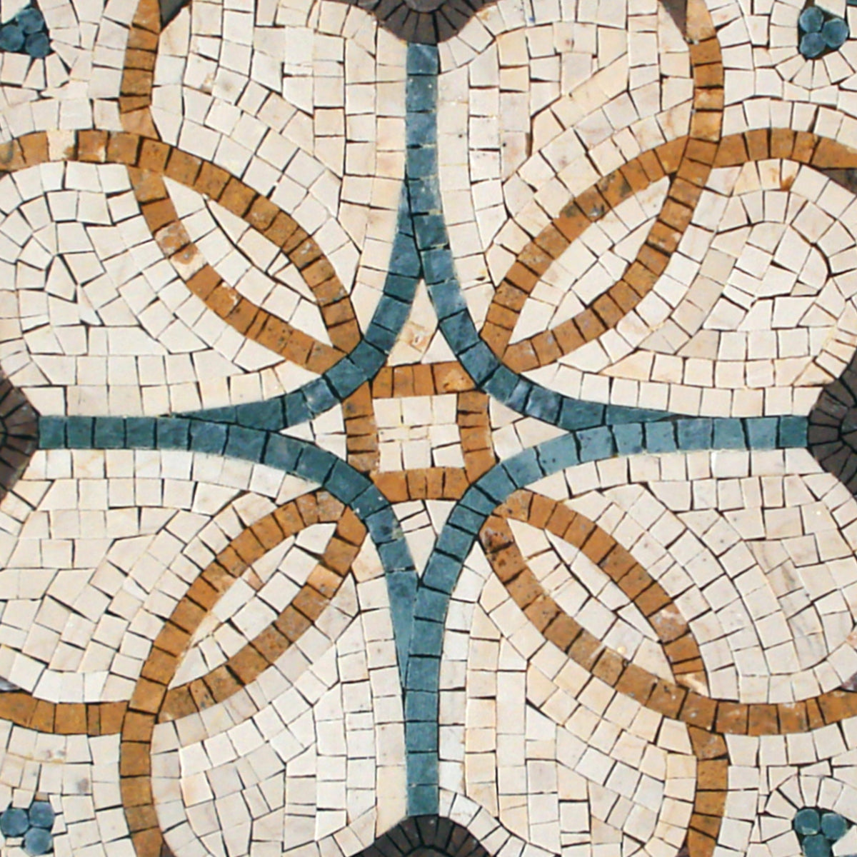 Floral Marble Mosaic Tile: 24" Elegant Medallion, Handmade