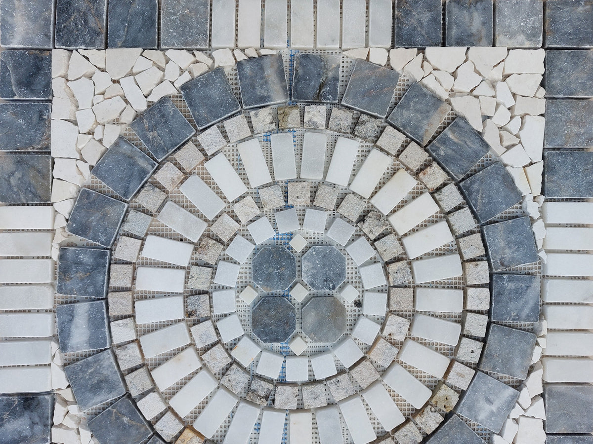 Handmade Marble Stone Mosaic: Round Art Medallion (24” x 24")