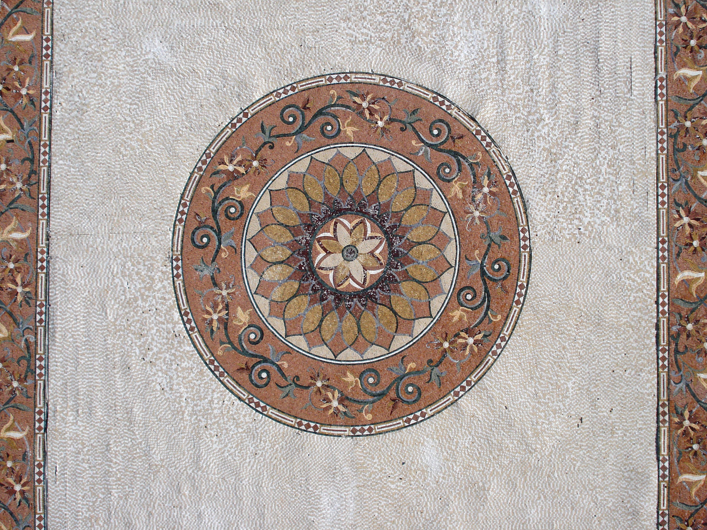 Handmade Square Medallion Stone Rug: Modern Mosaic Carpet