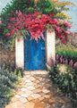 Handmade Stone Mosaic Wall Art: Blue Door, Botanical Garden