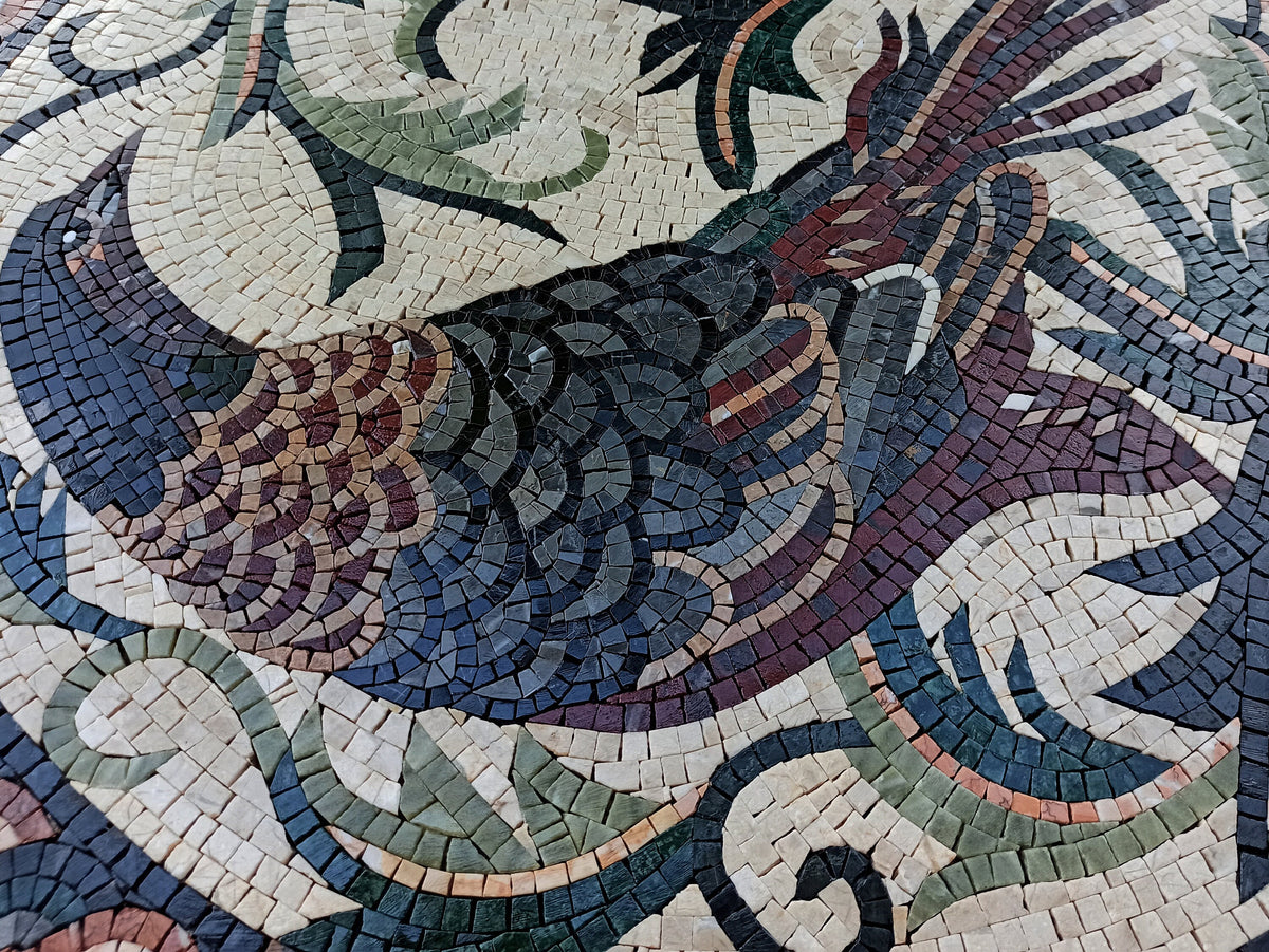 PHEASANT MOSAIC MURALS| Bird Animal Mosaic Tiles For Garden Decor | Pheasant Artwork Tiles For Interior Hall And Rooms Decor