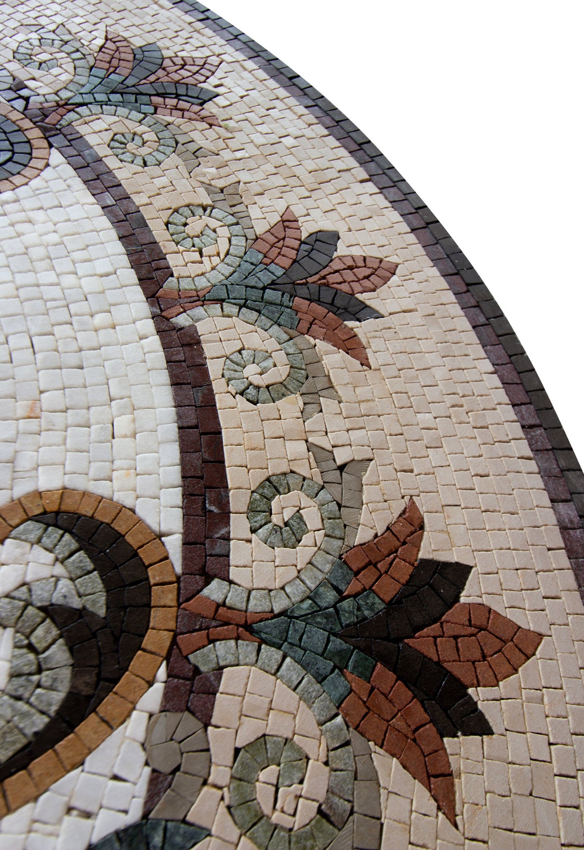 Floral Elegance - Handcrafted Round Mosaic Medallion Art Tile - Customization available