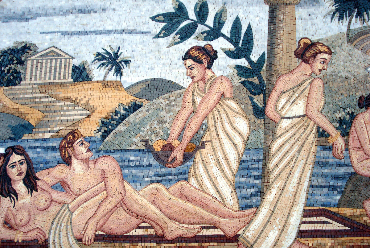 Handmade Roman Mosaic Tile: Decadence Reproduction, Marble & Stone