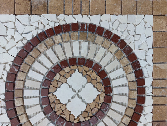 Handmade Marble Stone Mosaic Tile: Square Medallion Art (24x24)