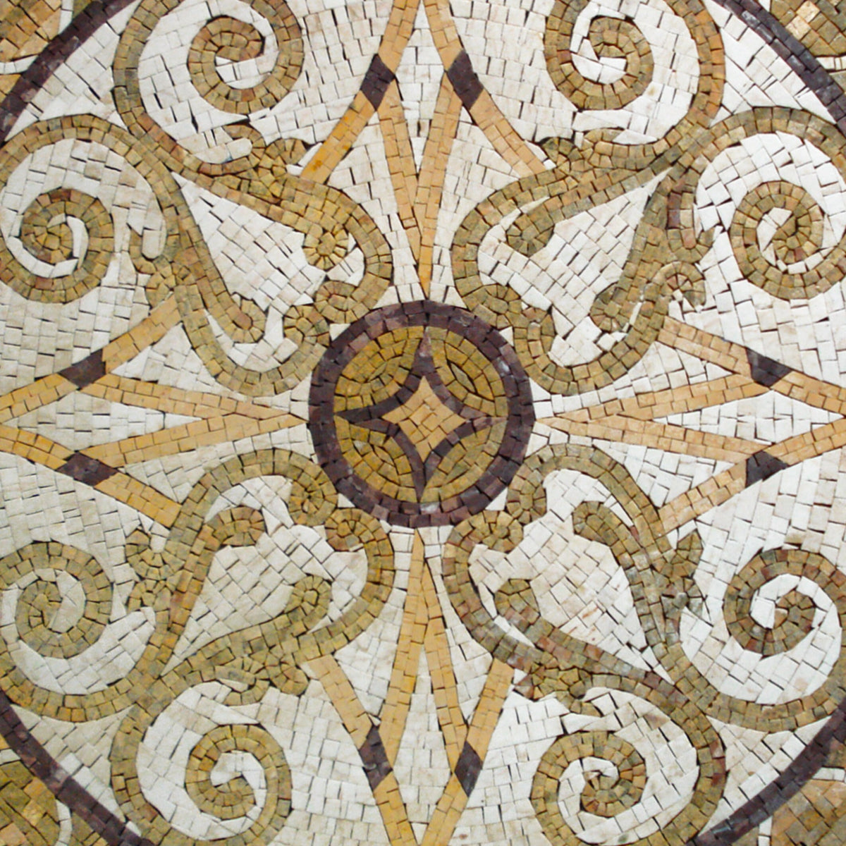 Handmade Marble Mosaic Medallion Art Tile - 36" Decorative Floor or Wall