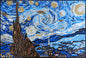 Van Gogh Starry Night Mosaic Art Tile: Handmade Marble Medallion (30” x 20”)