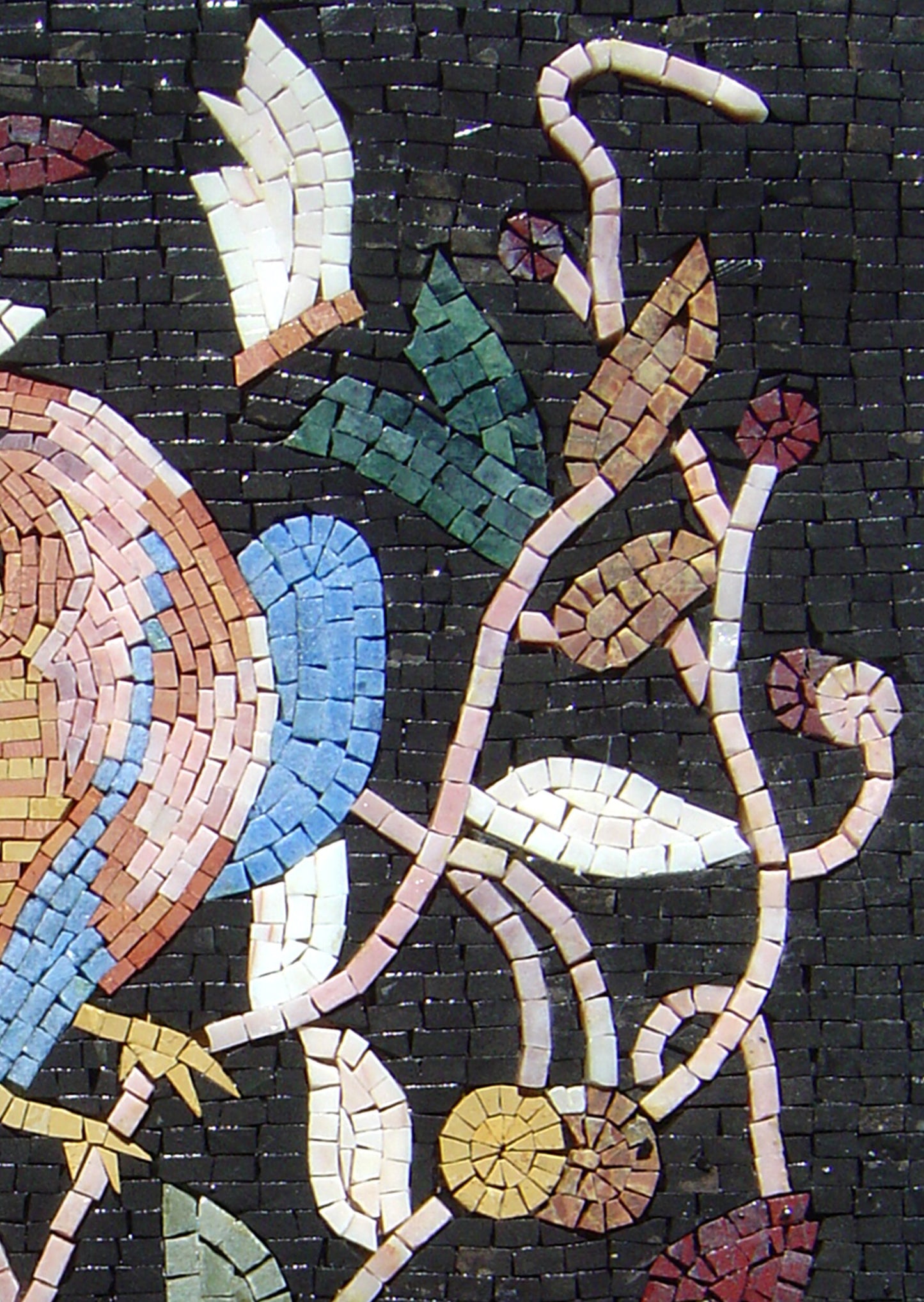 Handmade Bird Mosaic Tile Art: Floral Wall Decor (32x22)