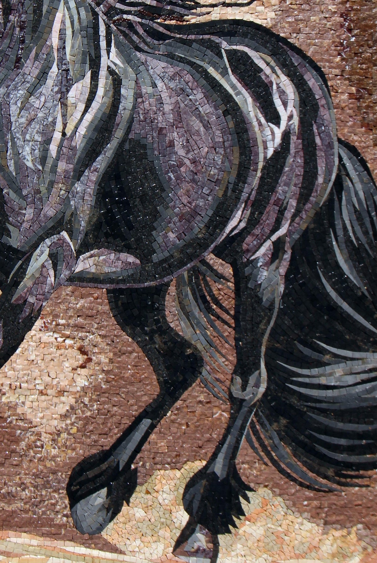 Handmade Marble Mosaic Horse Mural - Tile Wall Art Decor