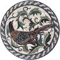 Handmade Pheasant Mosaic Tile Art: Round Bird Medallion (32")