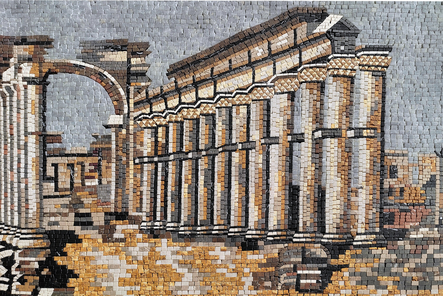 Handmade Palmyra Temple Ruins Mosaic Tile Art: 40” x 28”
