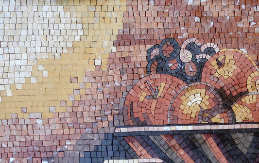 Handmade Kitchen Mosaic Tile Mural: Still Life Fruit Art (32” x 20")