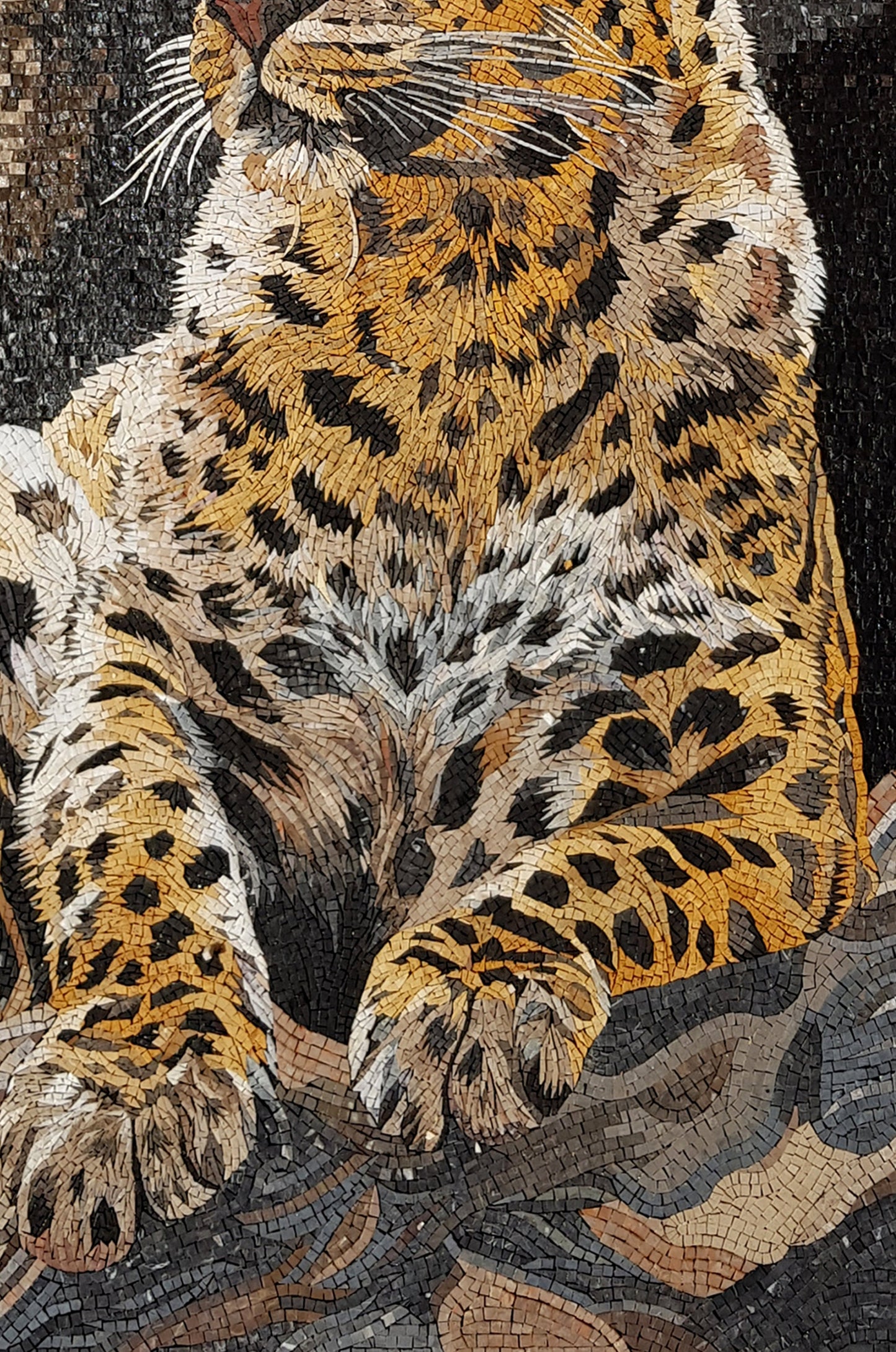 Handmade Leopard Mosaic Tile Art: Wild Animal Wall Decor (48” x 32”)