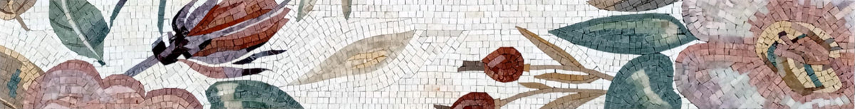 8″ Watercolor Floral Motif Border Mosaic– Handmade Marble Tile Trim, Customization available