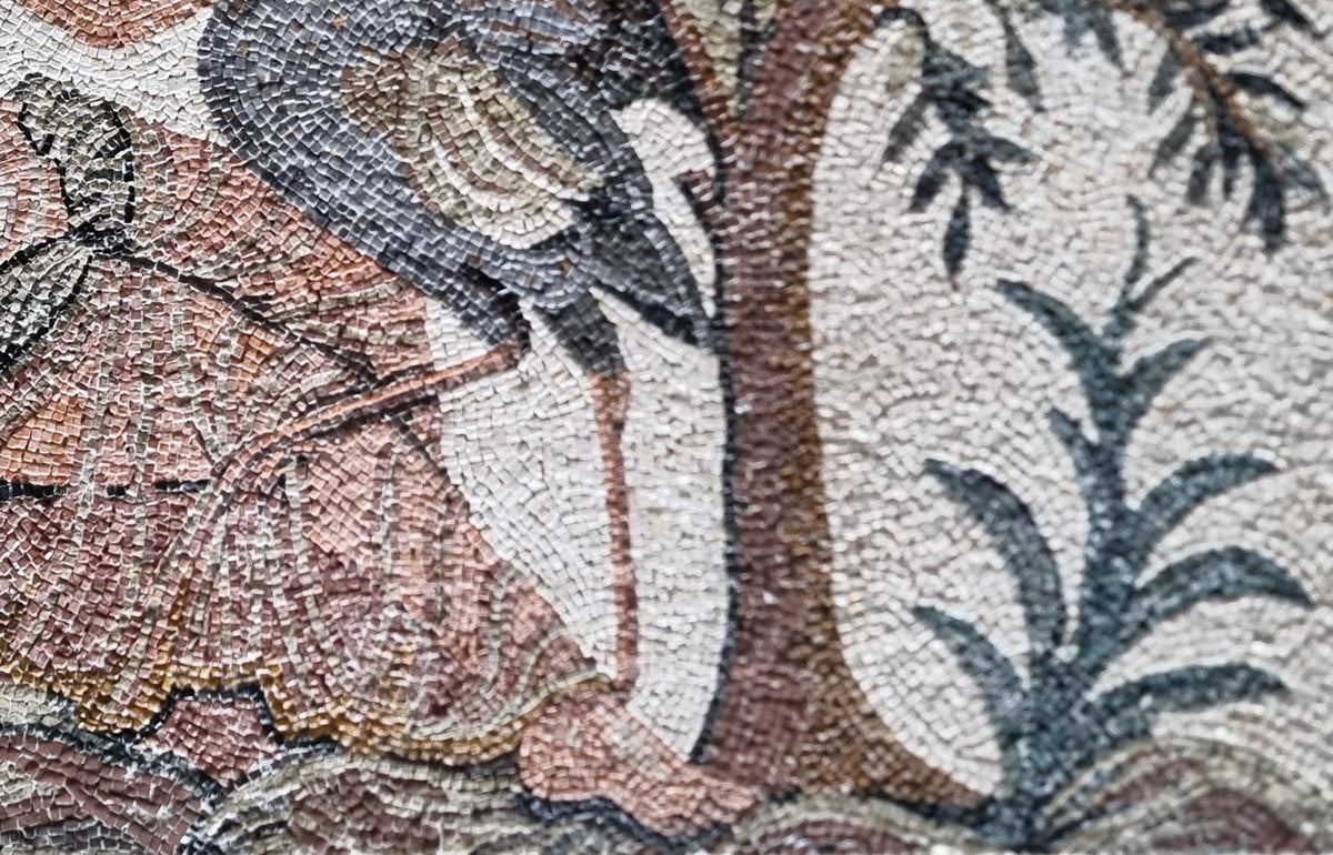 50"x32" Ancient Man Holding Duck Mosaic Wall Art –Historical Scene, Nature-Inspired Home Decor, Customization available