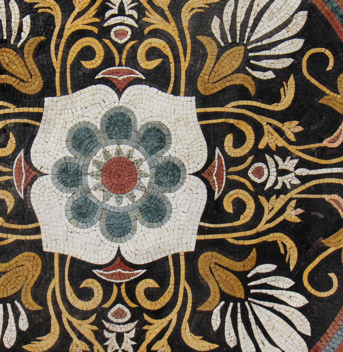 40" Gilded Artistry - Gold Leafy Art Nouveau Patterned Mosaic Medallion - Customization available