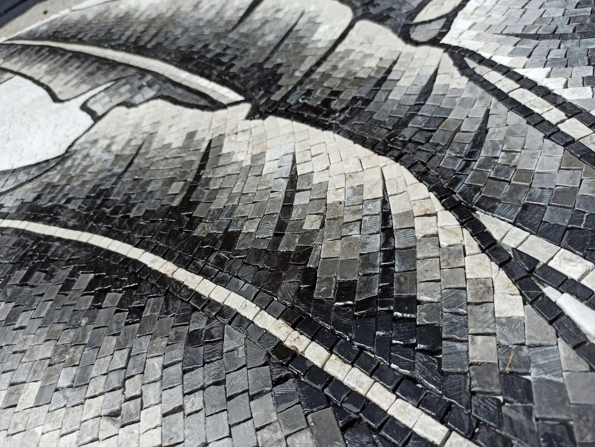 Handmade Marble Mosaic Backsplash: Tropical Palm & Banana Tree Wall Art