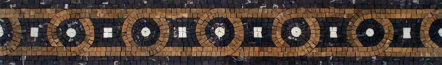 Geometric Mosaic Tile Border: Circle Floral Art, 6" x 40"