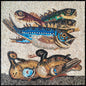 Handmade Fish and Duck Marble Mosaic Tile Art (32” x 32")