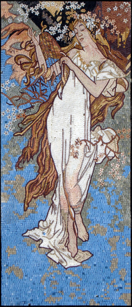 Art Nouveau Mosaic Mural: Maude Adams Style, Alphonse Mucha Inspired
