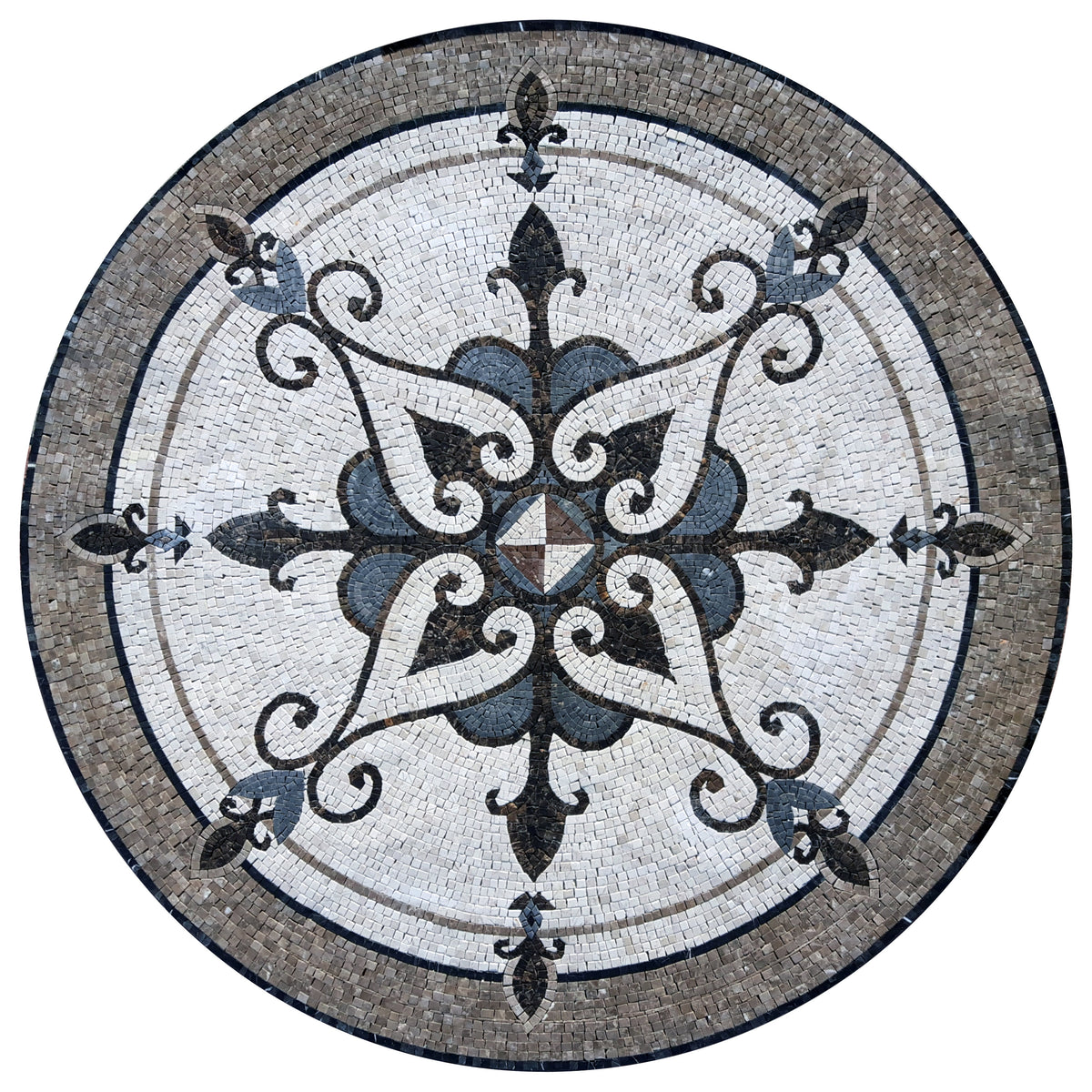 Handmade Marble Mosaic Medallion: Stone Tile Art, Custom Design